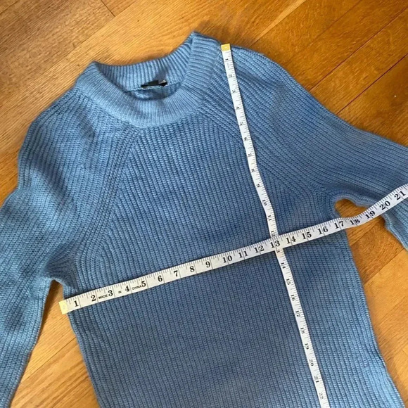 Ann Taylor Blue Wool Blend Balloon Sleeve Sweater Dress - Picture 12 of 13